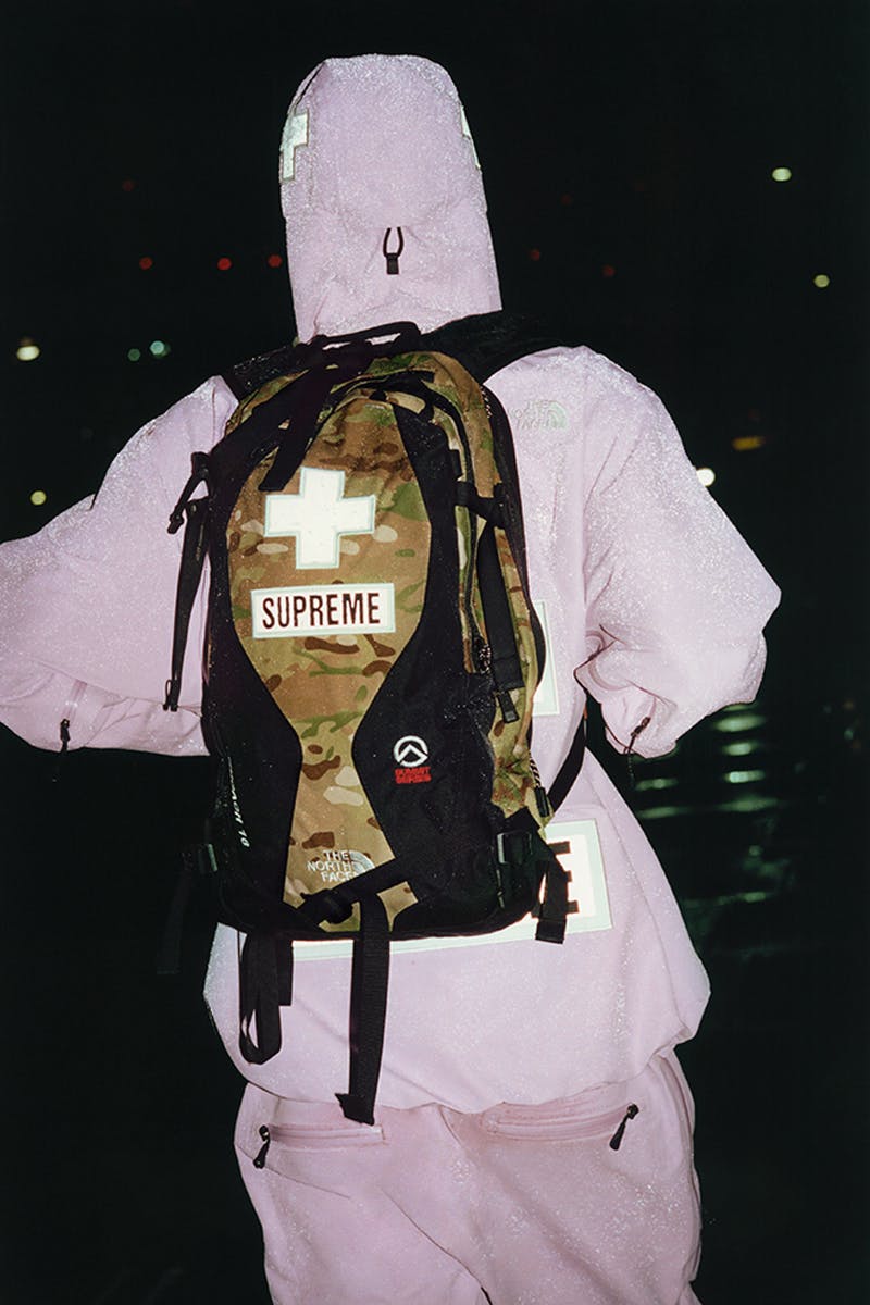 supreme north face camo backpack